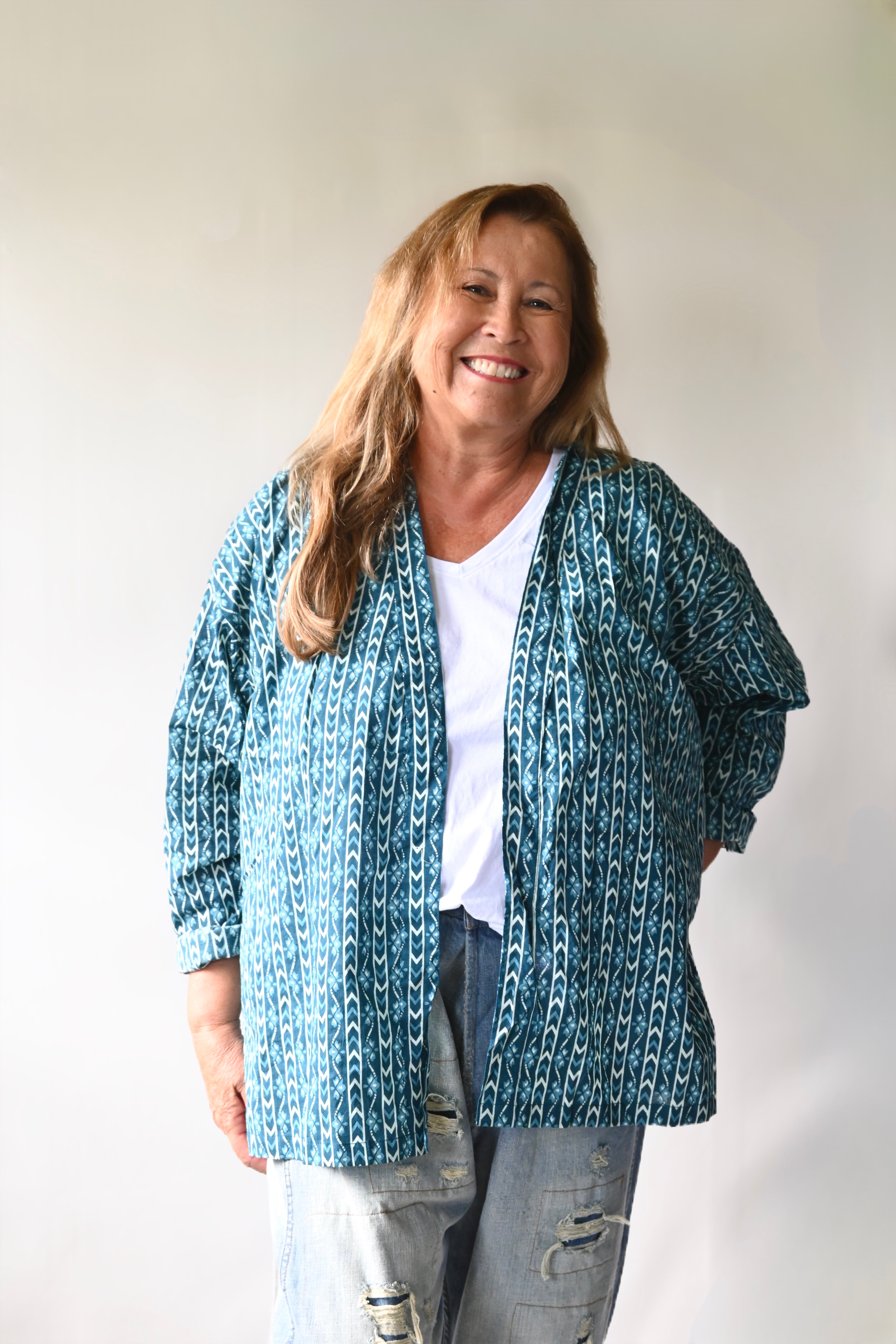 Kimono Jacket - Arrow Stripe