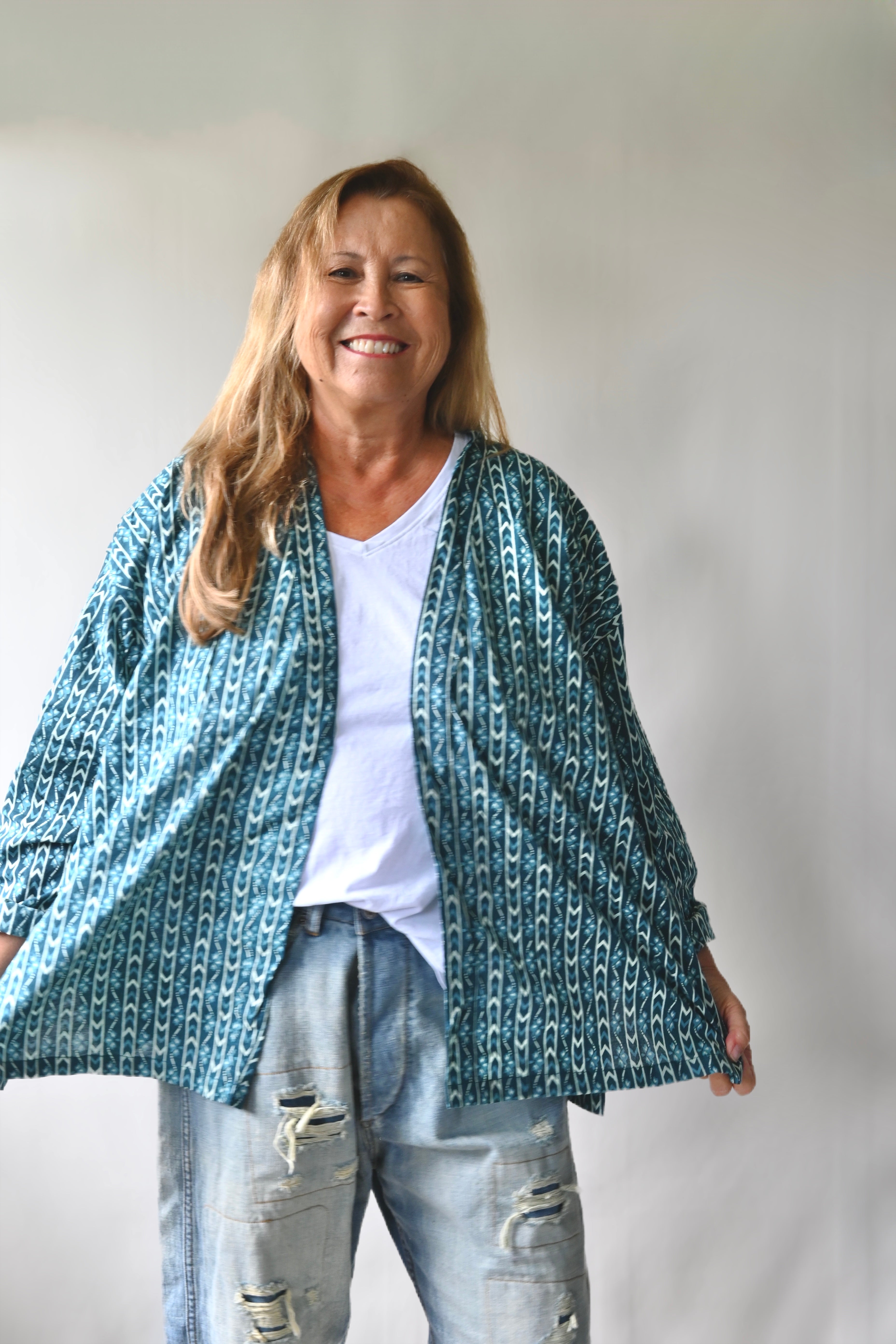 Kimono Jacket - Arrow Stripe