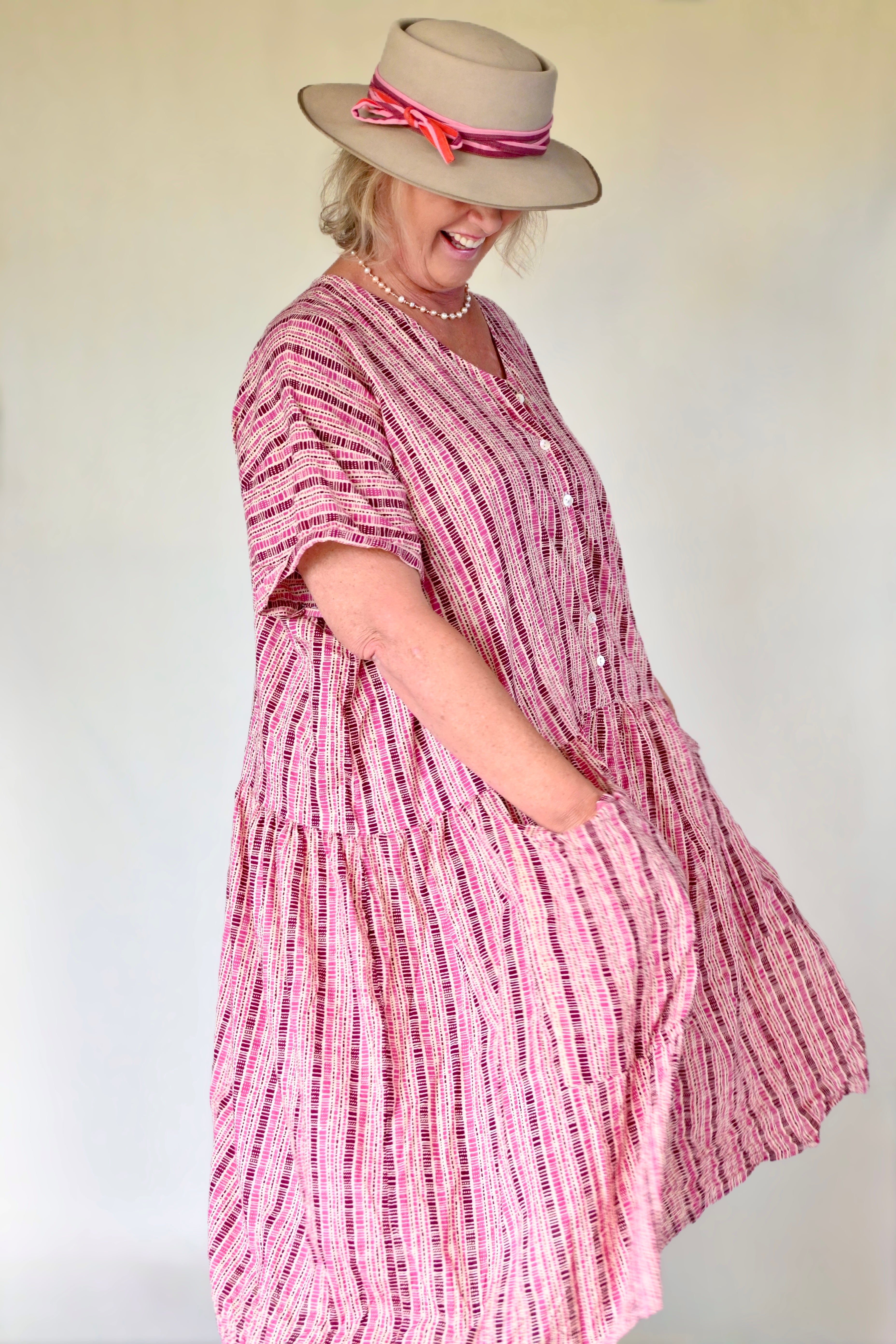 Florence Midi Dress - Pink Kapa