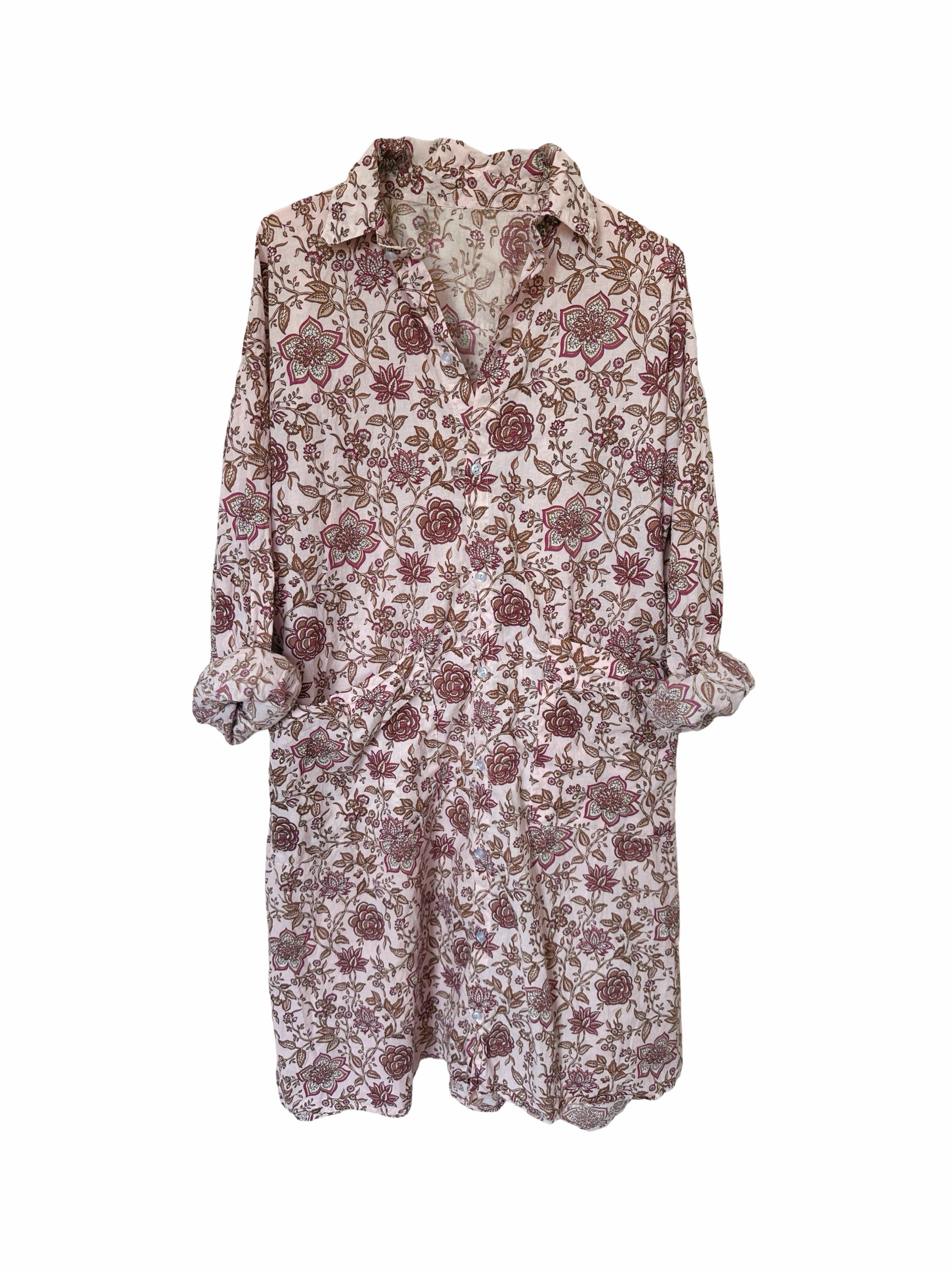 Midi Shirt Dress - Cane Field Pink